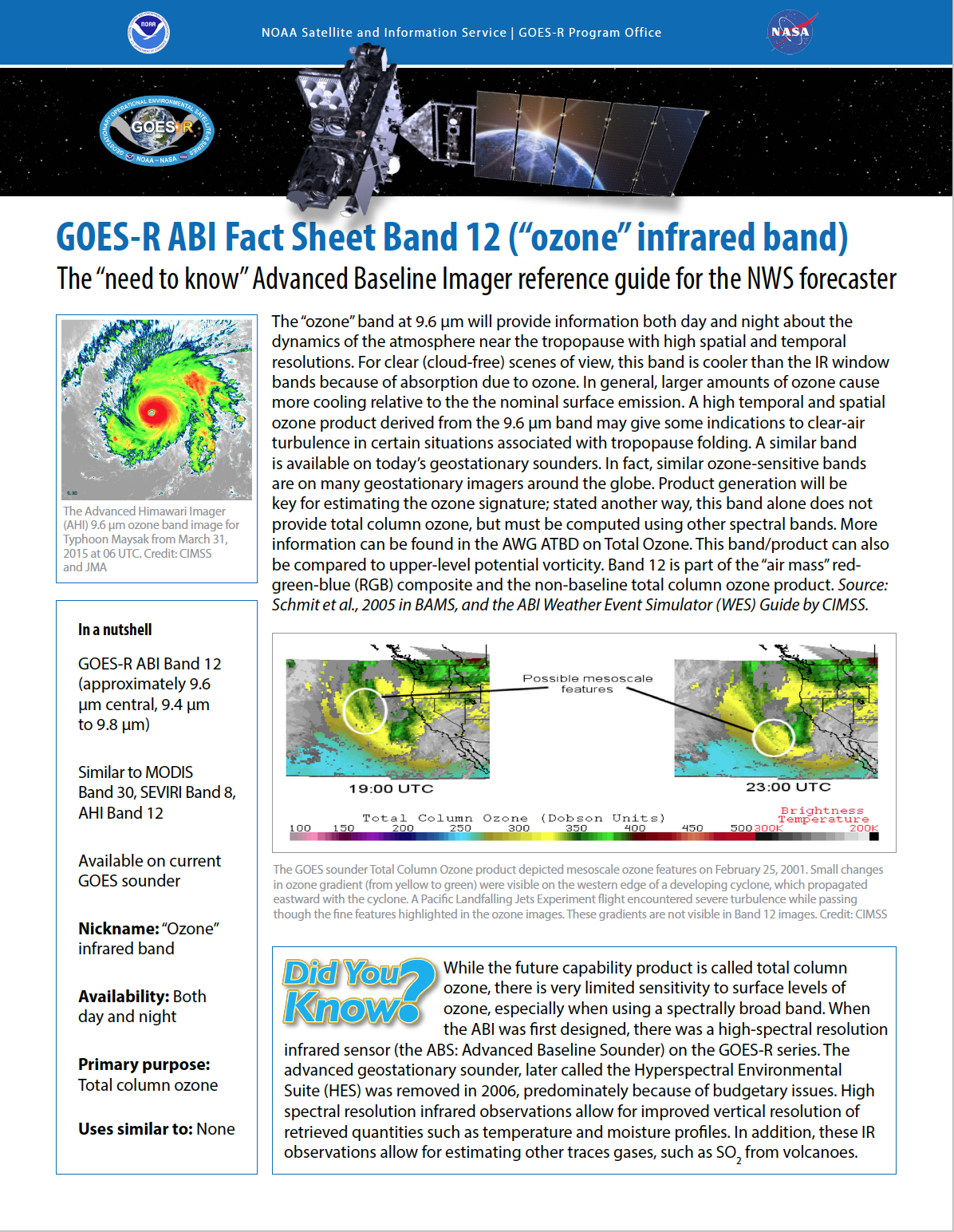 GOES-R ABI Bands Quick Info Guides