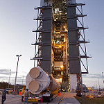 View HIGHEST REZ Version in new window. GOES-S Atlas V First Stage Booster Arrives at Vertical Integration Facility