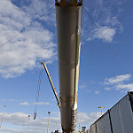 View HIGHEST REZ Version in new window. GOES-S Atlas V First Stage Booster Lift to Vertical On Stand (LVOS)