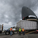 View HIGHEST REZ Version in new window. Unloading GOES-S at Kennedy Space Center